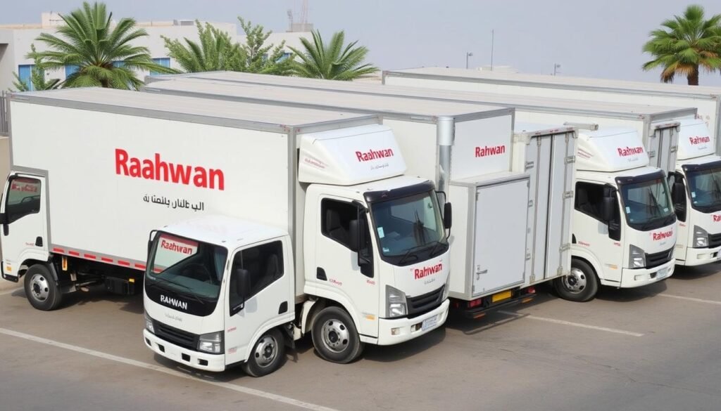 أسطول سيارات مؤسسة رهوان لنقل العفش من جدة إلى الرس