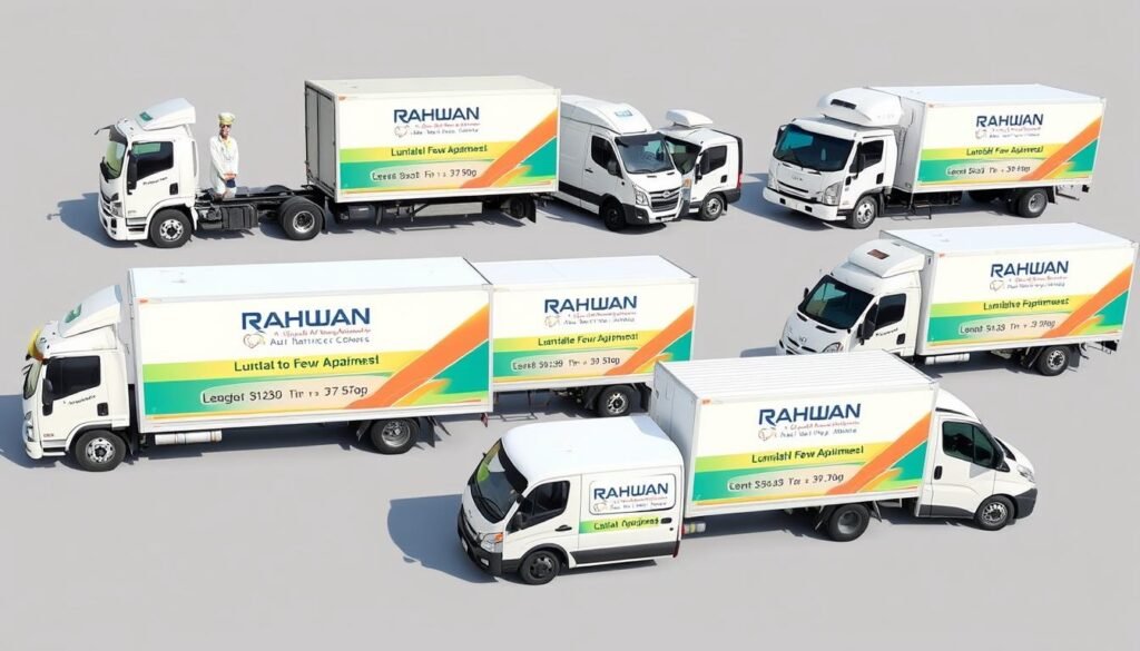 أسطول سيارات مؤسسة رهوان لنقل عفش من جدة إلى الطريف