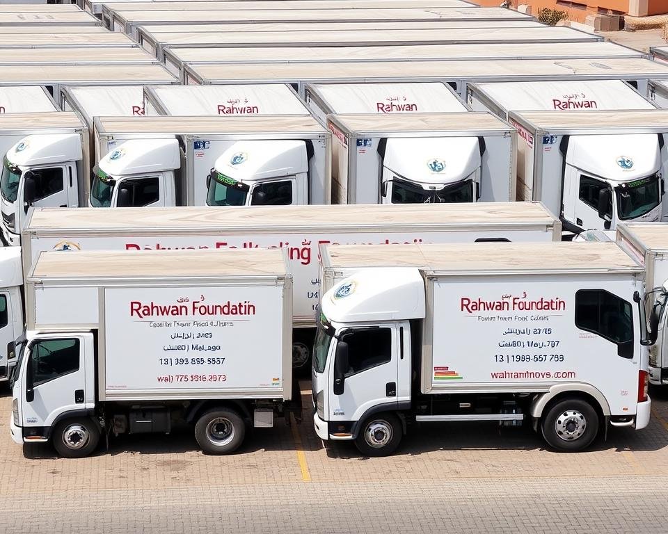 أسطول شاحنات مؤسسة رهوان المتخصصة في نقل عفش من جدة إلى تبوك
