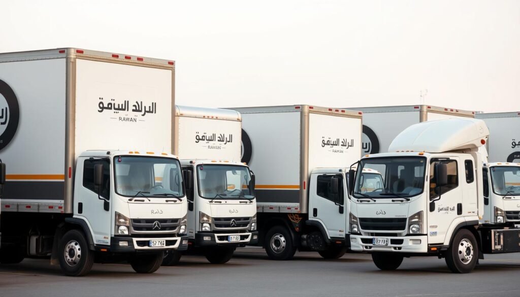 أسطول شاحنات مؤسسة رهوان لنقل العفش من جدة إلى الطائف