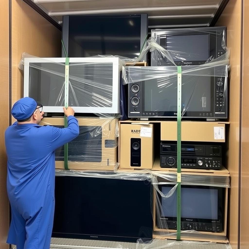 تغليف الأجهزة الإلكترونية بعناية لنقل عفش من جدة إلى بيشة