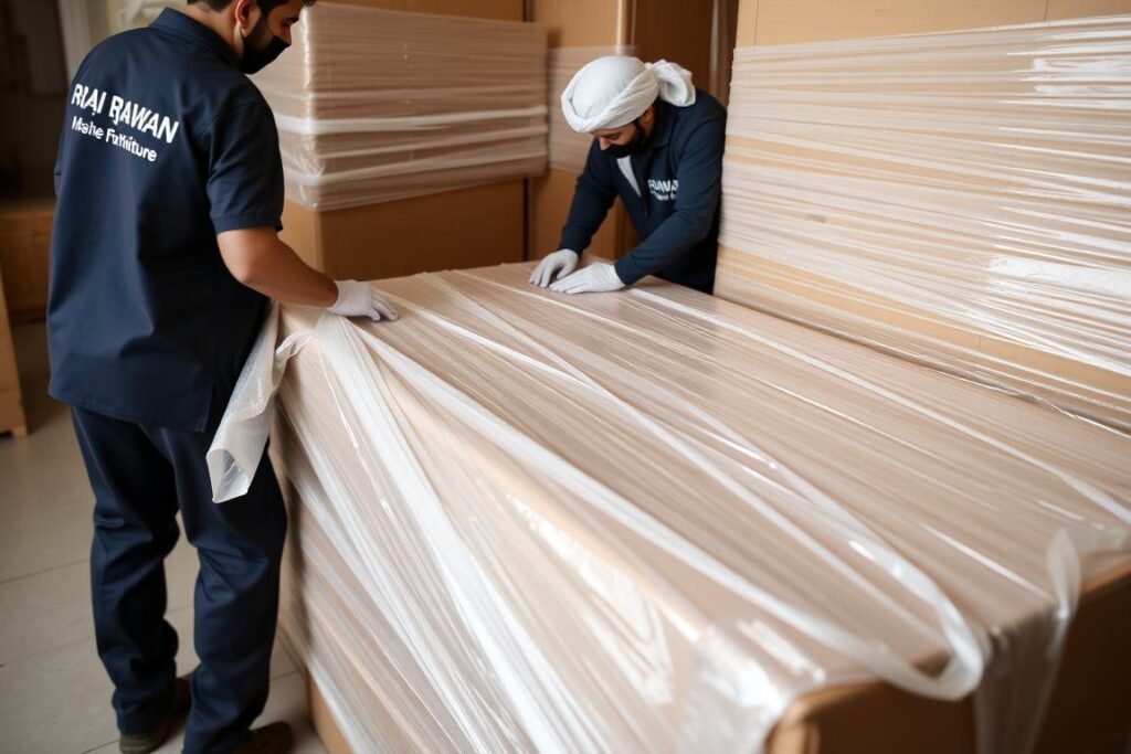 خدمات تغليف العفش المتميزة من مؤسسة رهوان لنقل العفش من جدة إلى الجوف