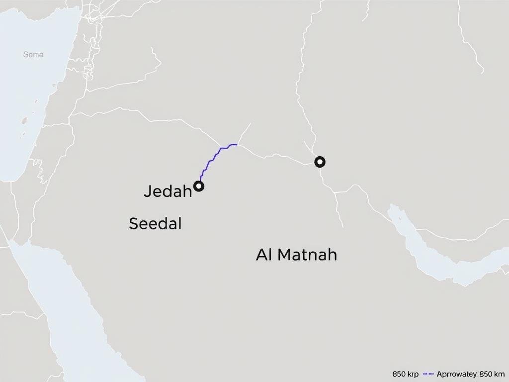 خريطة الطريق من جدة إلى المجمعة لنقل العفش