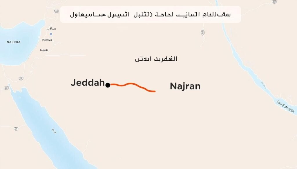خريطة الطريق من جدة إلى نجران