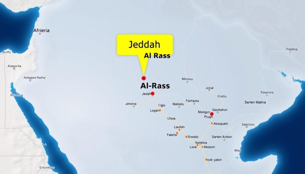 خريطة توضح مسار نقل العفش من جدة إلى الرس