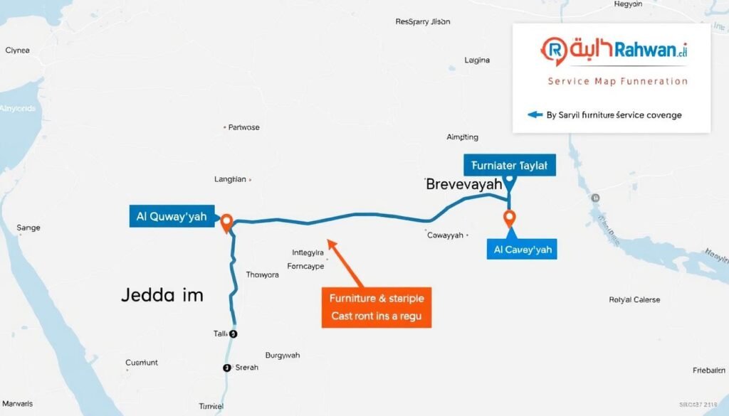 خريطة توضح مسار نقل العفش من جدة إلى القويعية