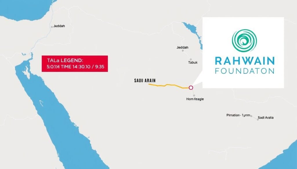 خريطة توضح مسار نقل العفش من جدة إلى تبوك عبر مؤسسة رهوان