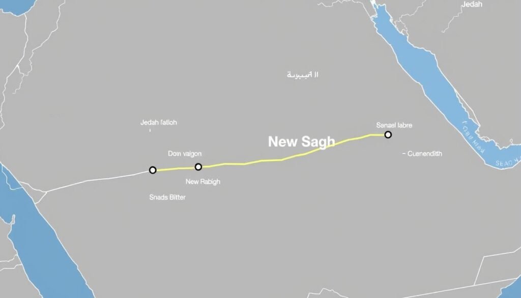 خريطة توضح مسار نقل العفش من جدة إلى رابغ الجديدة