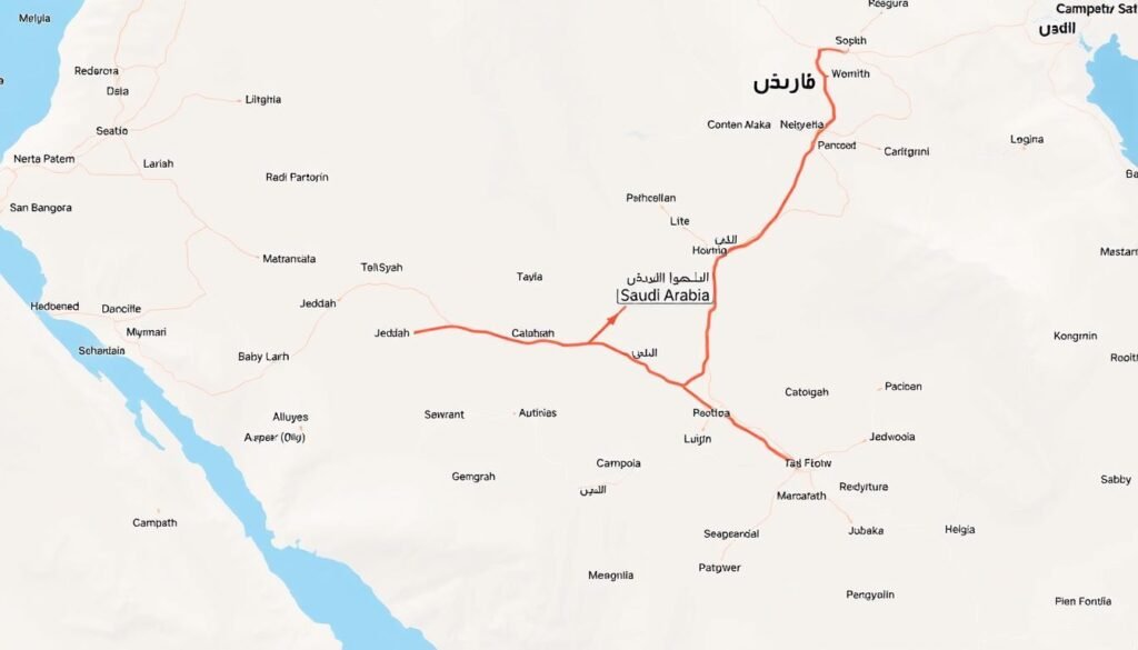 خريطة توضح مسار نقل العفش من جدة إلى صبيا