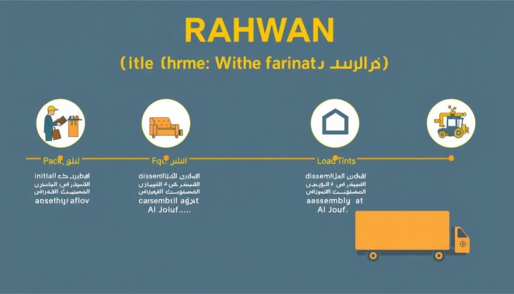 خطوات نقل العفش المنظمة من جدة إلى الجوف مع مؤسسة رهوان