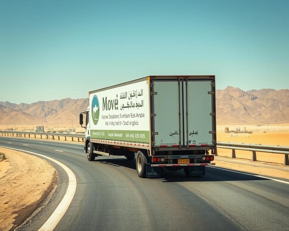 سيارة نقل عفش مؤسسة رهوان في الطريق من جدة إلى القصيم