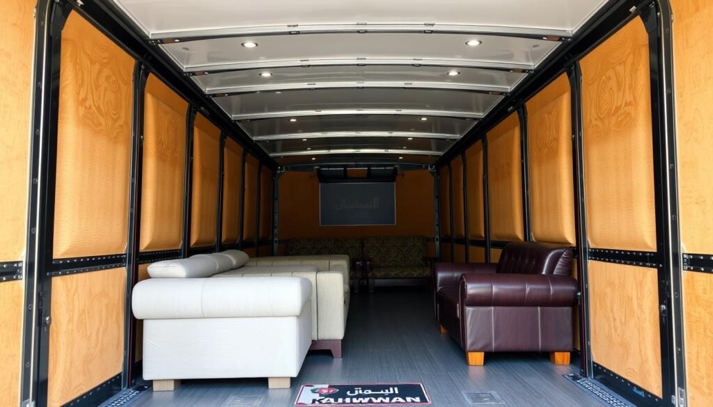 شاحنة مؤسسة رهوان مجهزة لنقل عفش من جدة إلى تبوك بأمان