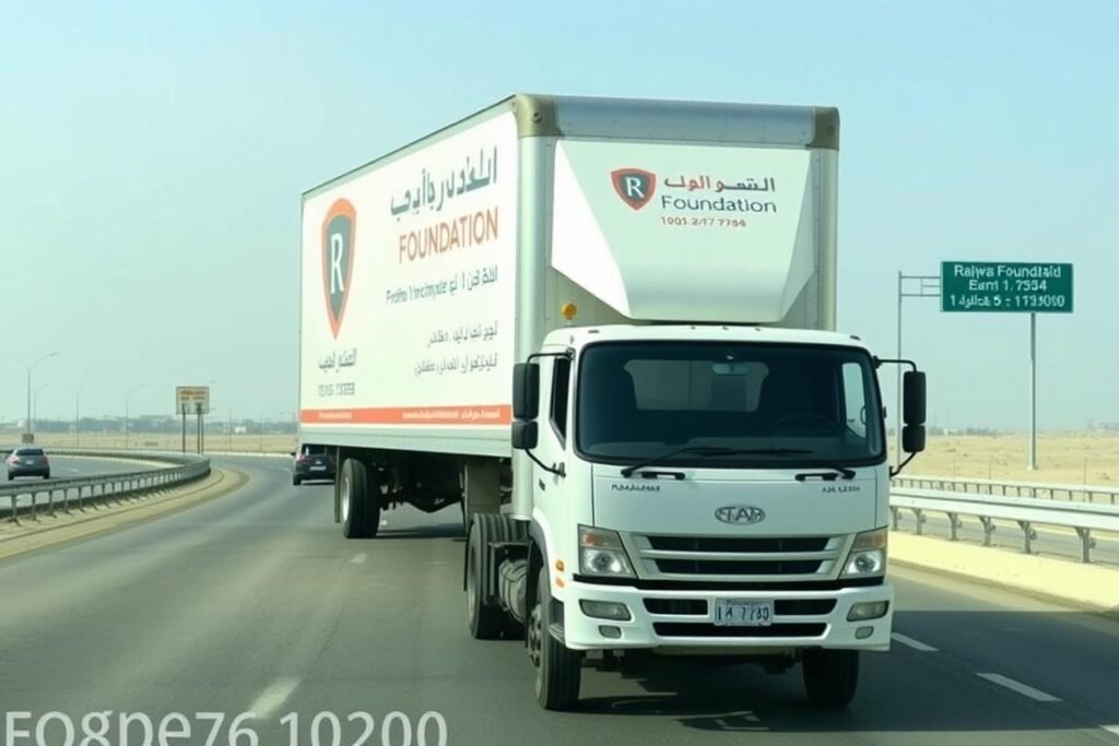 شاحنة نقل عفش تابعة لمؤسسة رهوان في طريقها من جدة إلى الكامل