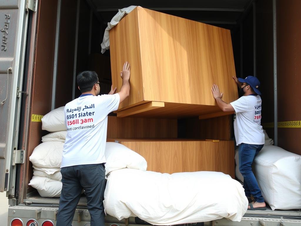 عملية تحميل أثاث منزلي لنقل عفش من جدة إلى الطريف