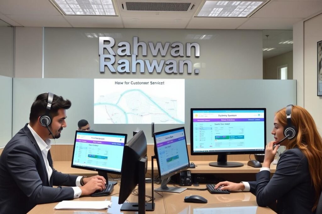 فريق خدمة العملاء في مؤسسة رهوان للإجابة على استفسارات نقل العفش من جدة إلى الجوف