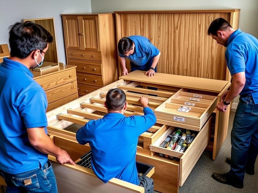 فريق مؤسسة رهوان يقوم بفك الأثاث بطريقة احترافية