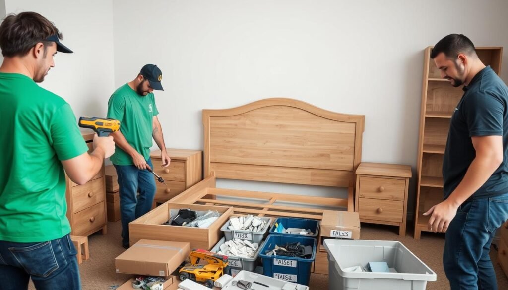 فريق مؤسسة رهوان يقوم بفك الأثاث قبل نقل عفش من جدة إلى القنفذة فريق مؤسسة رهوان يقوم بفك الأثاث قبل نقل عفش من جدة إلى القنفذة