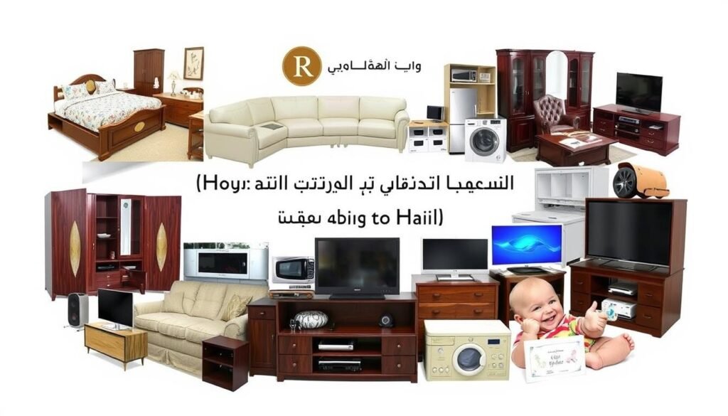 مجموعة متنوعة من الأثاث الذي تنقله مؤسسة رهوان من جدة إلى حائل