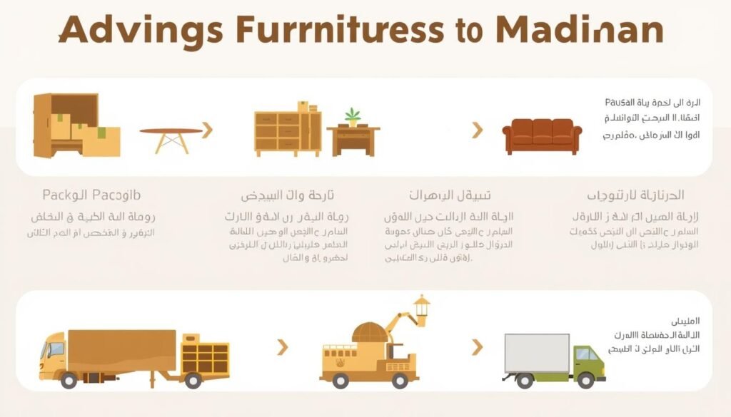 مراحل نقل العفش من جدة إلى المدينة المنورة مع مؤسسة رهوان