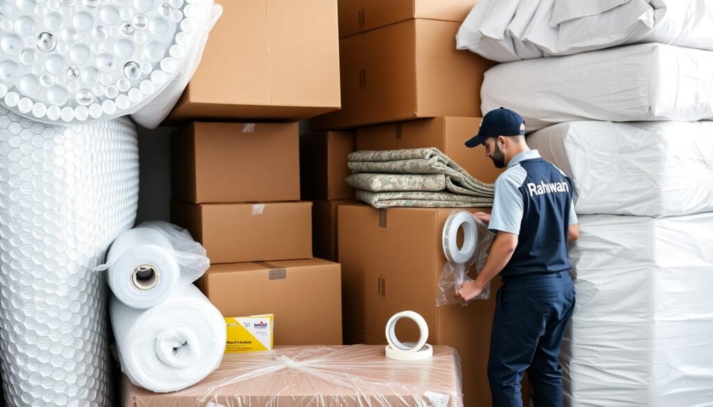 مواد التغليف الاحترافية المستخدمة في نقل العفش من جدة إلى شقراء