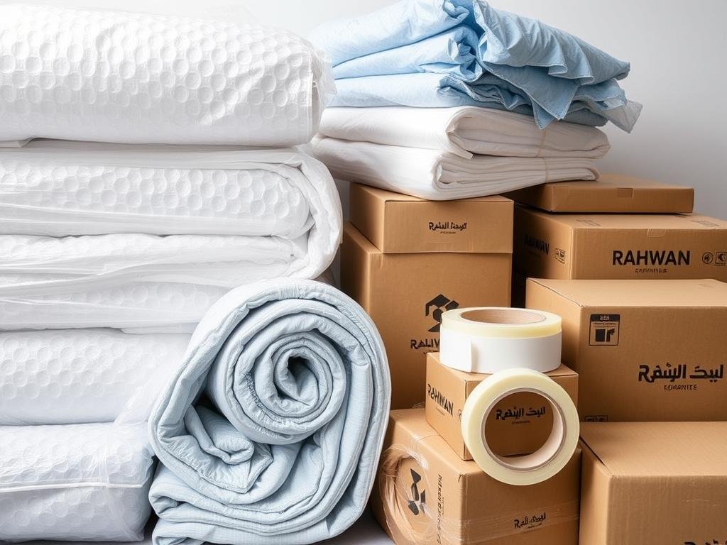 مواد تغليف عالية الجودة تستخدمها مؤسسة رهوان لنقل عفش من جدة إلى الجوف