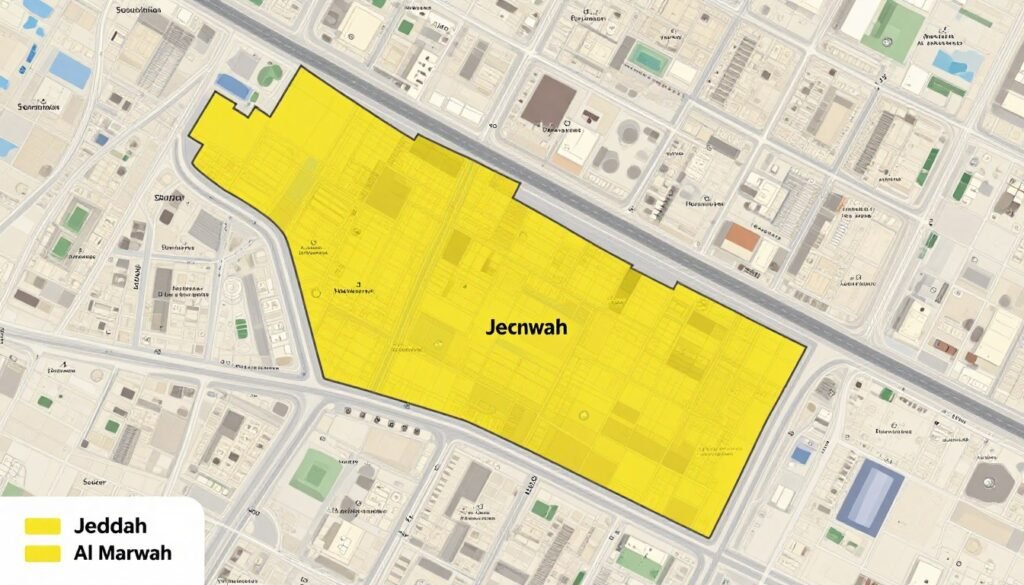 خريطة توضح تغطية خدمة نقل عفش حي المروة جدة