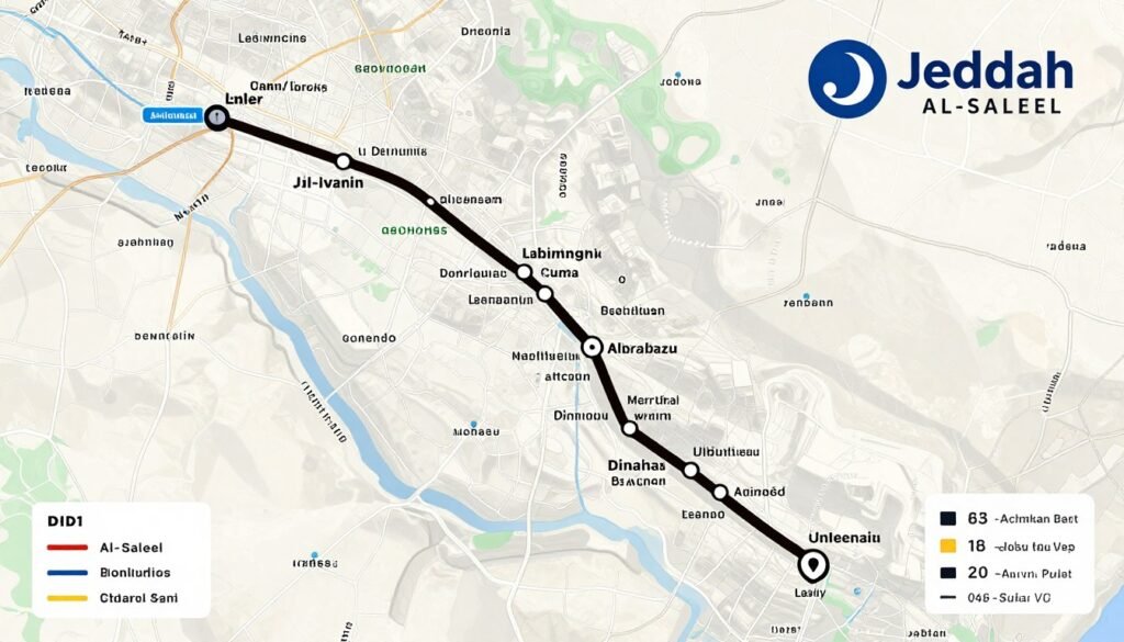 خريطة توضح مسار نقل العفش من جدة إلى السليل
