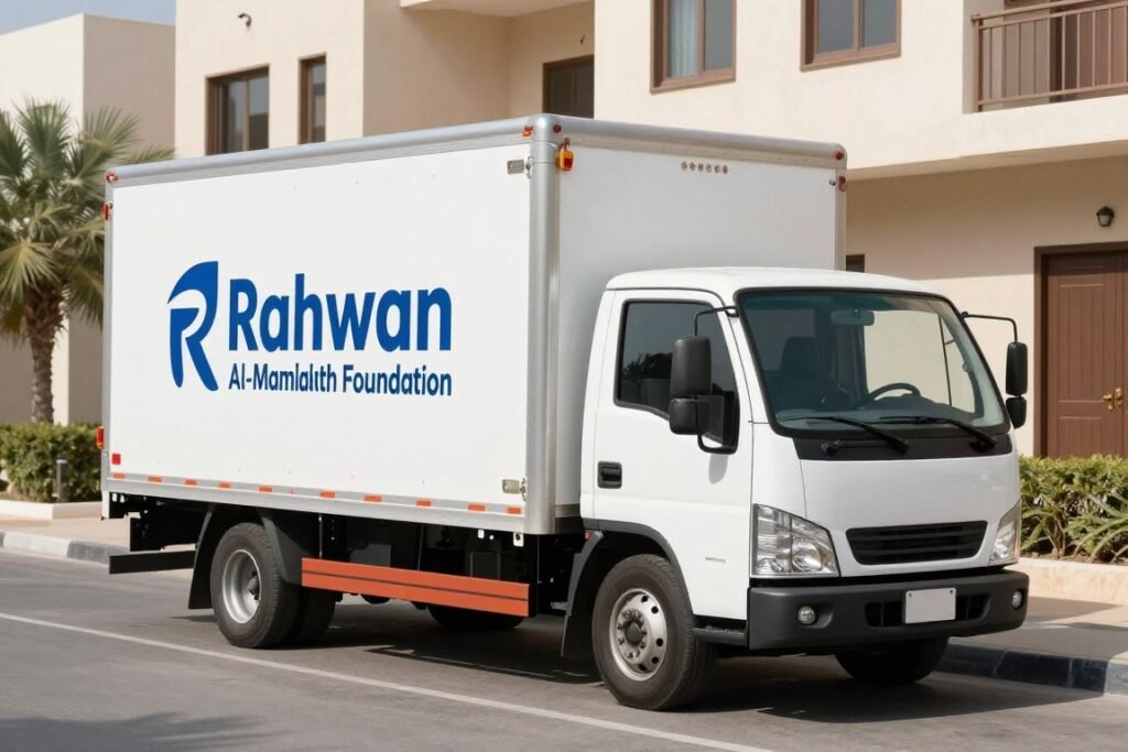 سيارة نقل عفش تابعة لمؤسسة رهوان المملكة في حي أبحر الجنوبية جدة