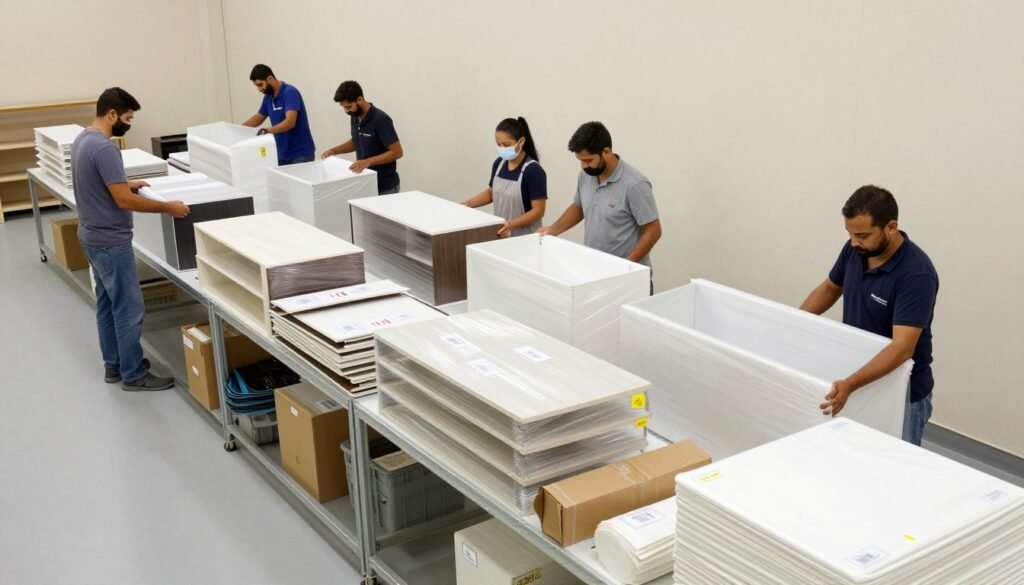 عملية تغليف احترافية للعفش في حي الفيصلية جدة