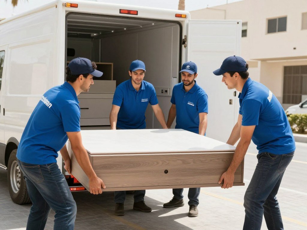 فريق مؤسسة رهوان المملكة ينفذ عملية نقل العفش بسرعة ودقة عالية في جدة