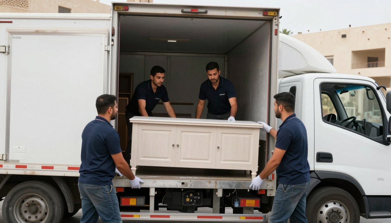 فريق نقل عفش حي الحمراء جدة أثناء العمل