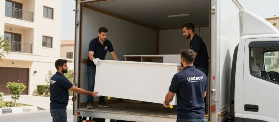 فريق نقل عفش محترف في جدة يقوم بتحميل الأثاث بعناية