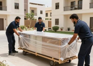 فريق نقل عفش محترف في حي الحمدانية جدة يقوم بتغليف الأثاث