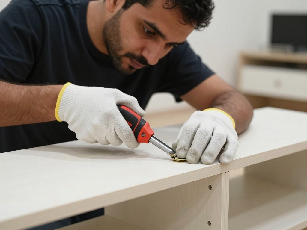 فني يقوم بفك أثاث في حي النزلة الشرقية جدة بأدوات احترافية