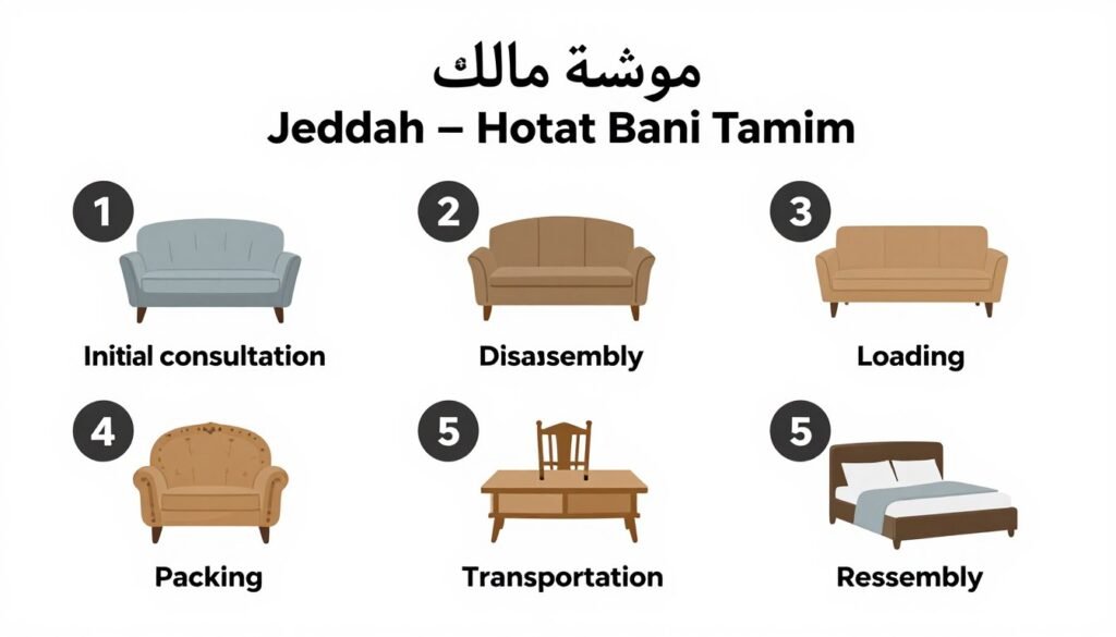 مراحل عملية نقل العفش من جدة إلى حوطة بني تميم مع مؤسسة مالك
