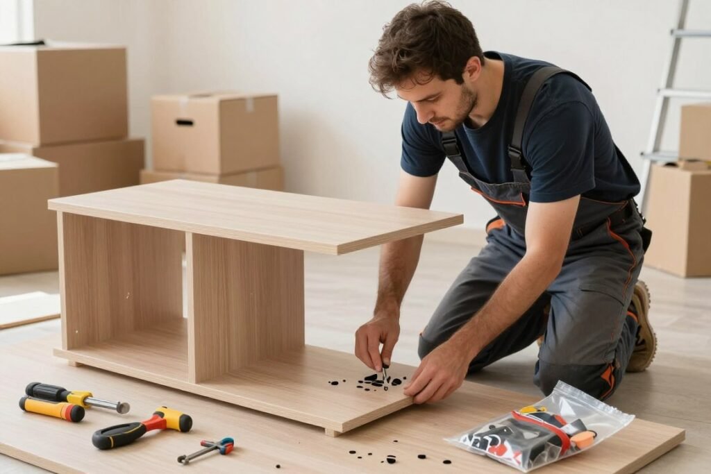 نجار محترف يقوم بفك وتركيب الأثاث أثناء نقل عفش جدة